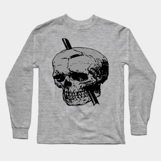 Grey Skull of Phineas Gage With Tamping Iron Long Sleeve T-Shirt